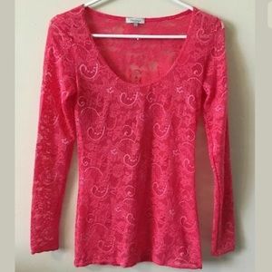 Talula Aritzia Size Small Pink Mesh Shirt